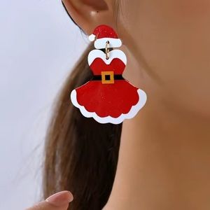 Santa clause dress earrings